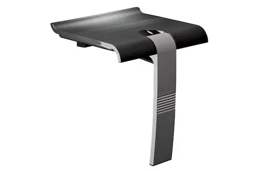 Duschklappsitz in anthrazit von Roth, mit einer ergonomischen, leicht geschwungenen Sitzfläche und einem stabilen Haltearm zur Wandmontage.